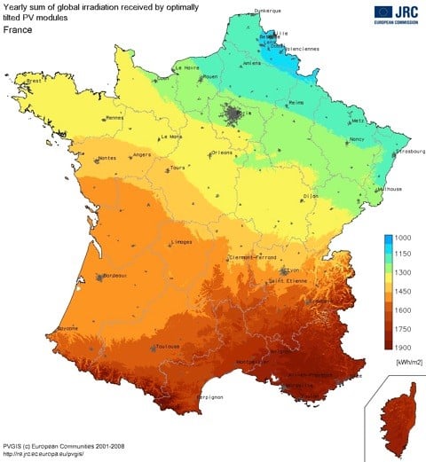 carte France ensoleillement photovoltaïque
